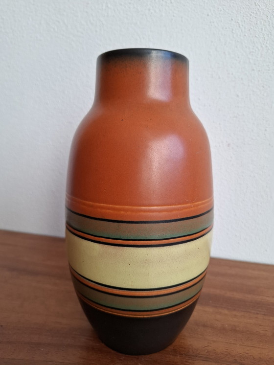 Image 1 of Vintage West Germany Vaas Oranje, Zwart, Geel