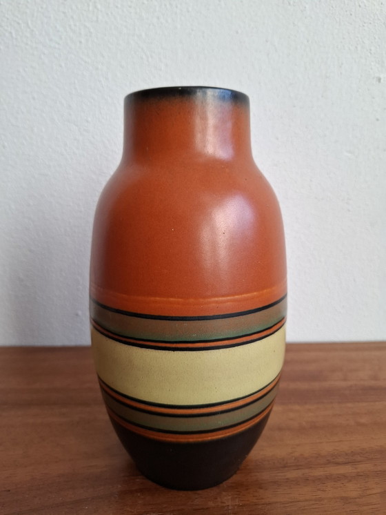 Image 1 of Vintage West Germany Vaas Oranje, Zwart, Geel