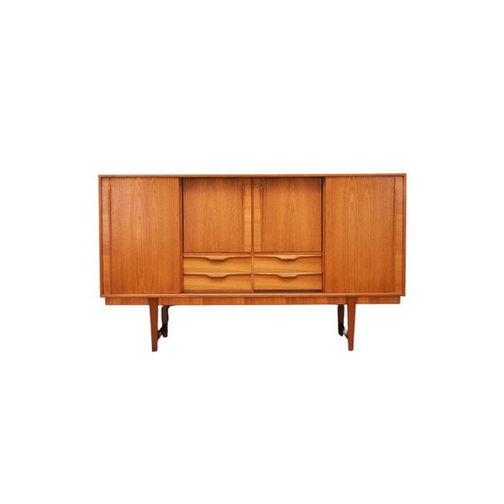 Image 1 of Vintage hoog dressoir in teakfineer, Denemarken 1960