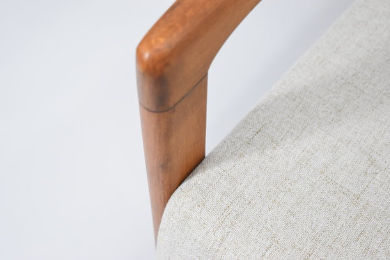 Image 1 of Scandinavische tweezitsbank, cappuccino & teakhout