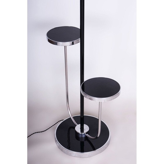 Image 1 of Vintage vloerlamp van verchroomd staal en opaalglas van J. Halabala, UP Zavody, Tsjecho-Slowakije 1930