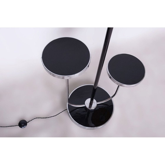 Image 1 of Vintage vloerlamp van verchroomd staal en opaalglas van J. Halabala, UP Zavody, Tsjecho-Slowakije 1930