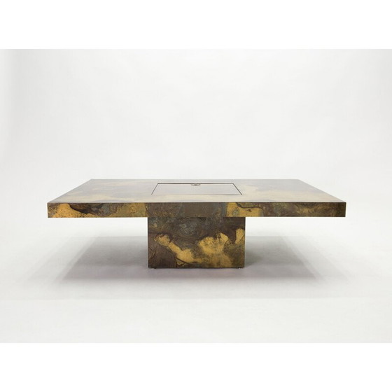 Image 1 of Vintage salontafel in geoxideerd messing van Isabelle en Richard Faure voor Maison Honoré, 1970