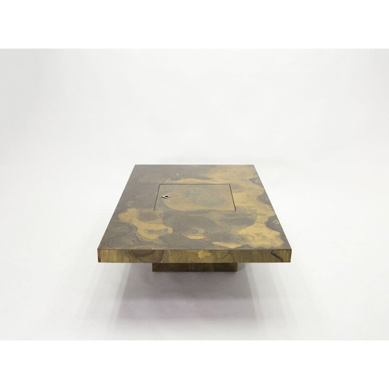 Image 1 of Vintage salontafel in geoxideerd messing van Isabelle en Richard Faure voor Maison Honoré, 1970