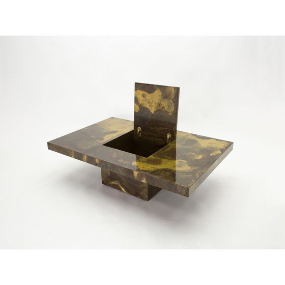 Image 1 of Vintage salontafel in geoxideerd messing van Isabelle en Richard Faure voor Maison Honoré, 1970
