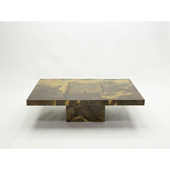 Image 1 of Vintage salontafel in geoxideerd messing van Isabelle en Richard Faure voor Maison Honoré, 1970
