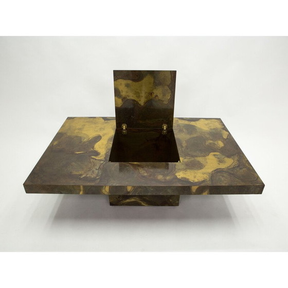 Image 1 of Vintage salontafel in geoxideerd messing van Isabelle en Richard Faure voor Maison Honoré, 1970