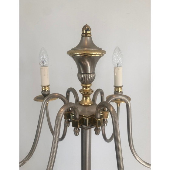 Image 1 of Vintage vloerlamp van verzilverd metaal en messing, 1940