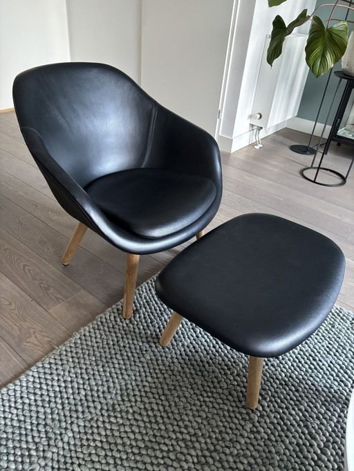 Hay About A Lounge Chair Aal82 Zwart Leer + Hocker