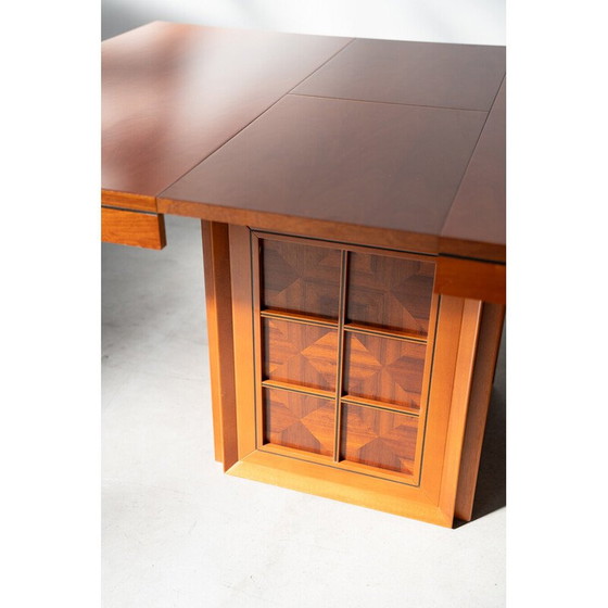 Image 1 of Vintage kersenfineer tafel met verlengstuk, 1980