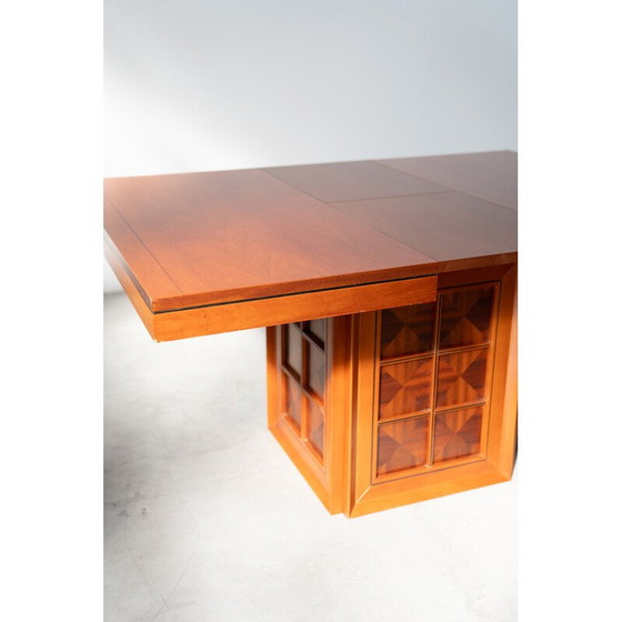 Image 1 of Vintage kersenfineer tafel met verlengstuk, 1980