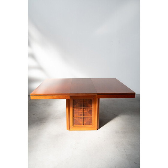 Image 1 of Vintage kersenfineer tafel met verlengstuk, 1980