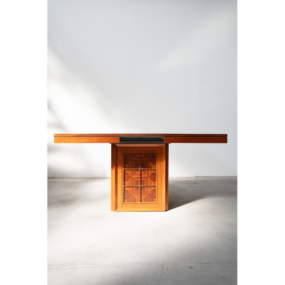 Image 1 of Vintage kersenfineer tafel met verlengstuk, 1980