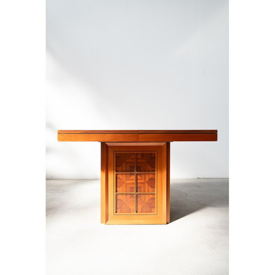 Image 1 of Vintage kersenfineer tafel met verlengstuk, 1980