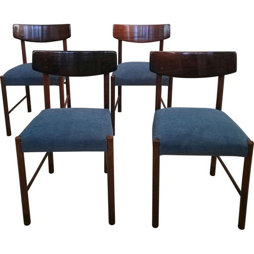 Set van 4 mid-century Deense eetkamerstoelen in mahonie en palissander, 1960-1970