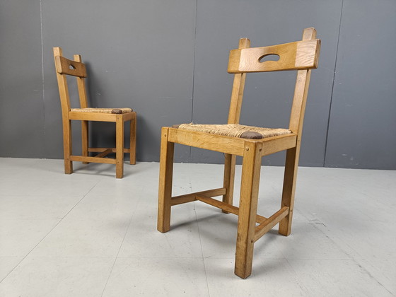 Image 1 of Vintage eiken en rieten stoelen, 1960S