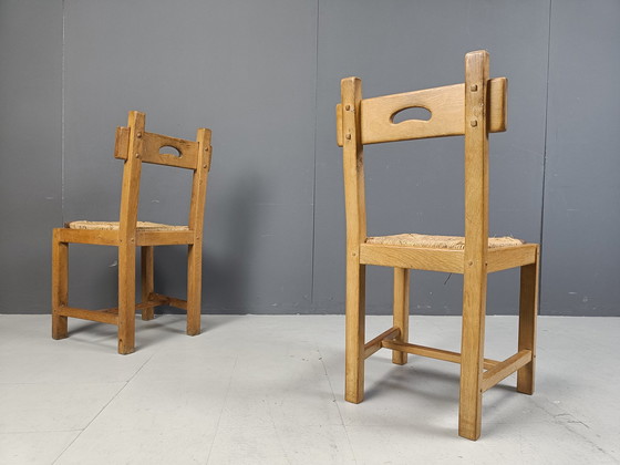 Image 1 of Vintage eiken en rieten stoelen, 1960S