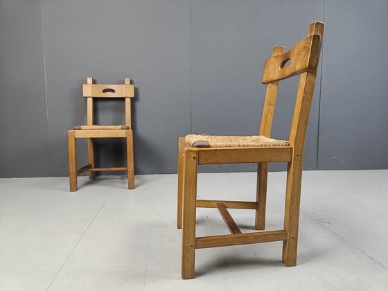 Image 1 of Vintage eiken en rieten stoelen, 1960S