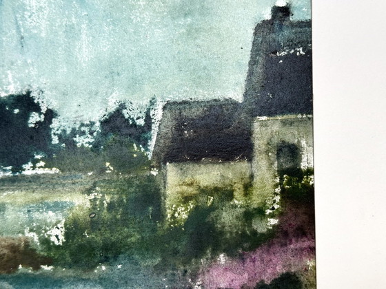 Image 1 of Aquarel landschap (2 Kunstwerken) - Eugène Eechaut (1928-2019)