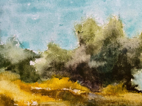 Image 1 of Aquarel landschap (2 Kunstwerken) - Eugène Eechaut (1928-2019)