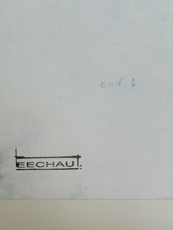 Image 1 of Aquarel landschap (2 Kunstwerken) - Eugène Eechaut (1928-2019)