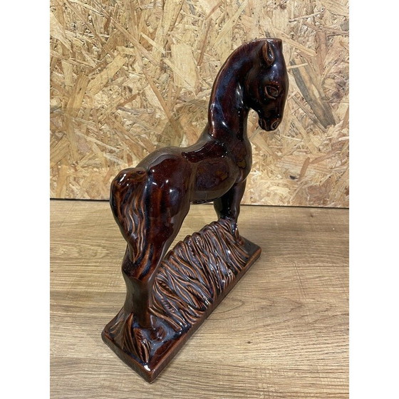Image 1 of Art deco vintage keramisch paardenbeeldje door Jean Pl, Frankrijk