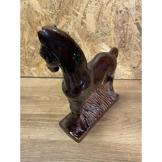 Image 1 of Art deco vintage keramisch paardenbeeldje door Jean Pl, Frankrijk
