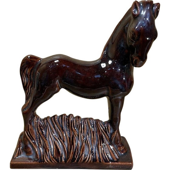 Image 1 of Art deco vintage keramisch paardenbeeldje door Jean Pl, Frankrijk