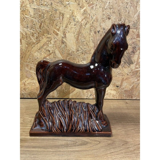 Image 1 of Art deco vintage keramisch paardenbeeldje door Jean Pl, Frankrijk