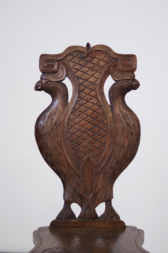 Image 1 of Paar handgesneden laat 19e-eeuwse stoelen - sierlijk antiek vakmanschap