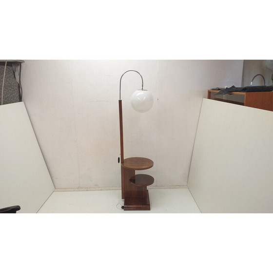 Image 1 of Vintage houten Halabala vloerlamp, Tsjecho-Slowakije 1930