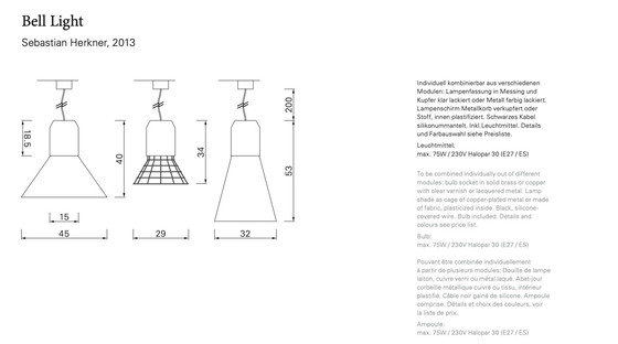 Image 1 of Classi Con Classicon hanglamp Bell stof groen metaal messing