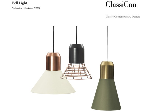 Image 1 of Classi Con Classicon hanglamp Bell stof groen metaal messing