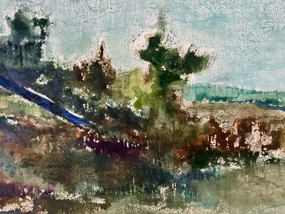 Image 1 of Aquarel Landschap. - Eugene Eechaut (1928-2019)