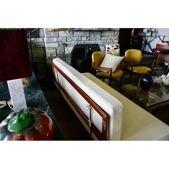 Image 1 of Vintage Minerva daybed in massief teakhout en alcantara van Peter Hvidt voor John Stuart, 1950