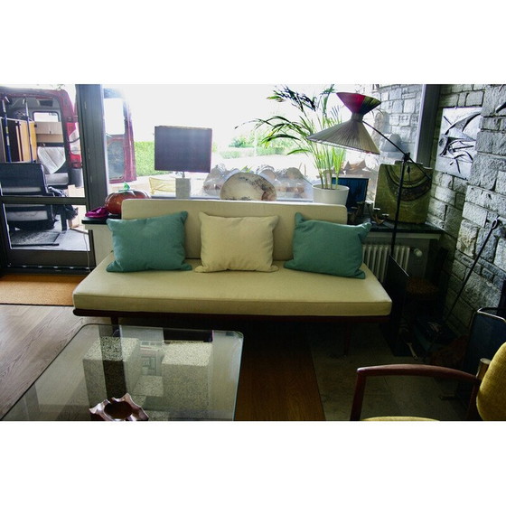 Image 1 of Vintage Minerva daybed in massief teakhout en alcantara van Peter Hvidt voor John Stuart, 1950