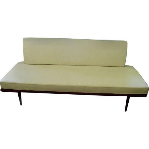 Vintage Minerva daybed in massief teakhout en alcantara van Peter Hvidt voor John Stuart, 1950