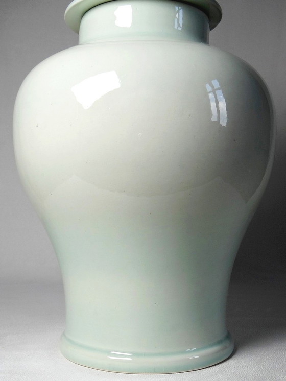 Image 1 of Grote celadon geglazuurde Chinese vaas, vintage/antiek