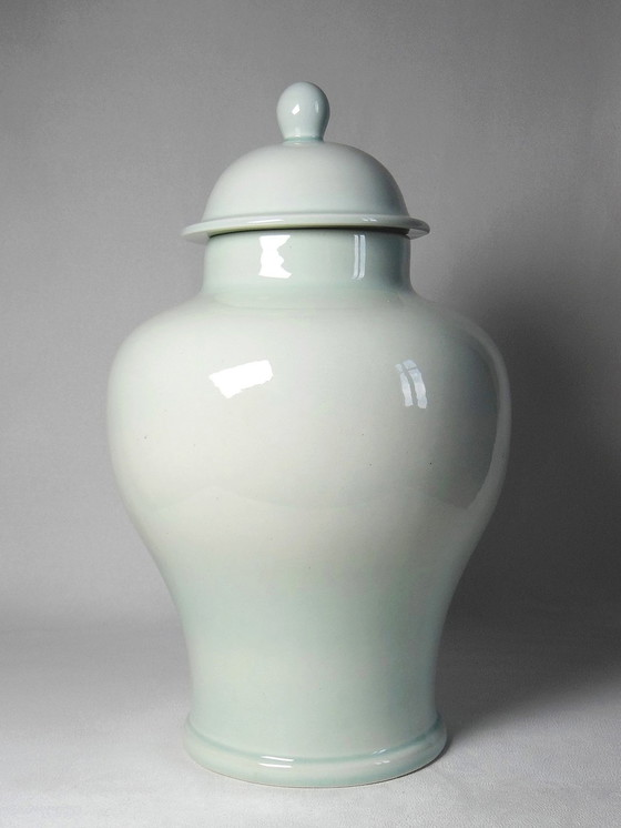 Image 1 of Grote celadon geglazuurde Chinese vaas, vintage/antiek