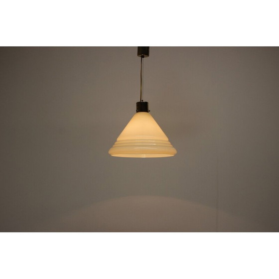 Image 1 of Vintage hanglamp van glas en messing, Tsjecho-Slowakije 1970