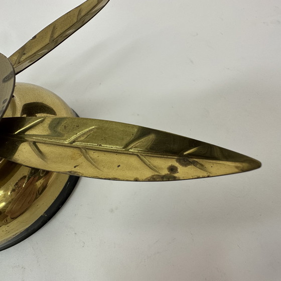 Image 1 of Hollywood regency gouden bloem leaf lamp Jaren 70