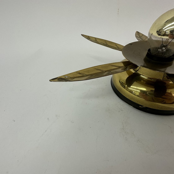 Image 1 of Hollywood regency gouden bloem leaf lamp Jaren 70