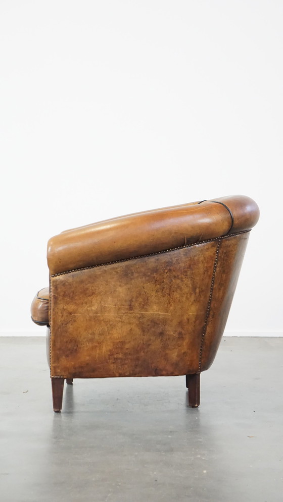 Image 1 of Clubfauteuil Gemaakt Van Schapenleer