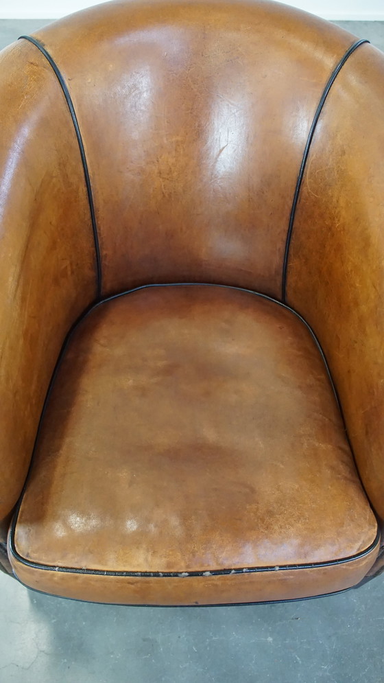 Image 1 of Clubfauteuil Gemaakt Van Schapenleer