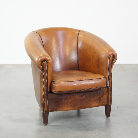 Image 1 of Clubfauteuil Gemaakt Van Schapenleer