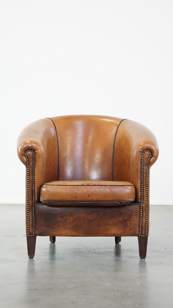 Image 1 of Clubfauteuil Gemaakt Van Schapenleer