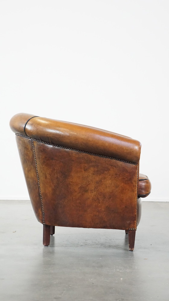 Image 1 of Clubfauteuil Gemaakt Van Schapenleer