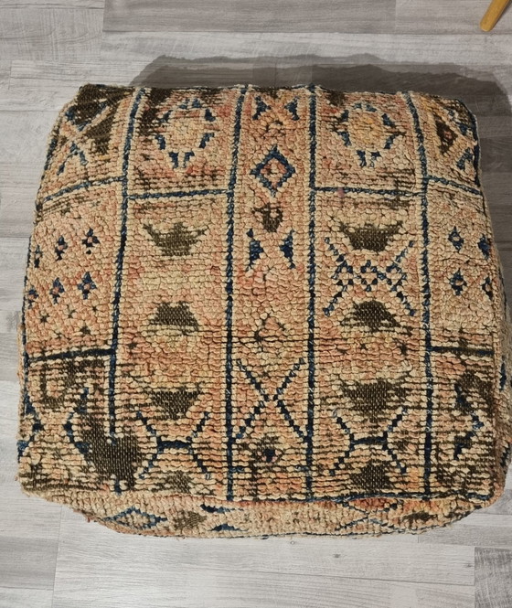 Image 1 of Vintage Berber Poef, Marokkaanse Zitkussen 