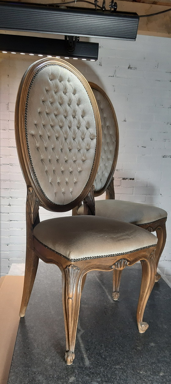 Image 1 of Antieke barok medaillon fauteuil 19de eeuw