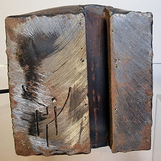 Image 1 of Lamp, vintage sculptuur van gepatineerd ijzer, 1970